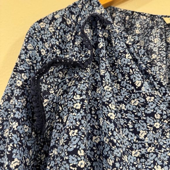 J.Crew Factory Floral Blouse Peasant Boho Long Sleeve Lightweight Casual XS - Picture 4 of 7